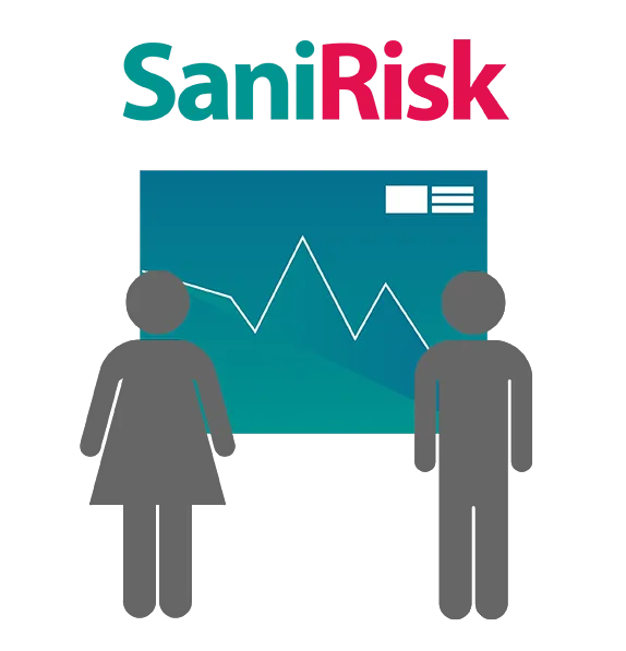 Grafica SaniRisk con due figure e un grafico di analisi dei dati.